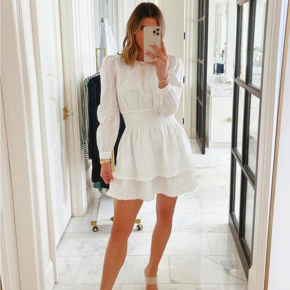 Cella Jane white eyelet mini dress